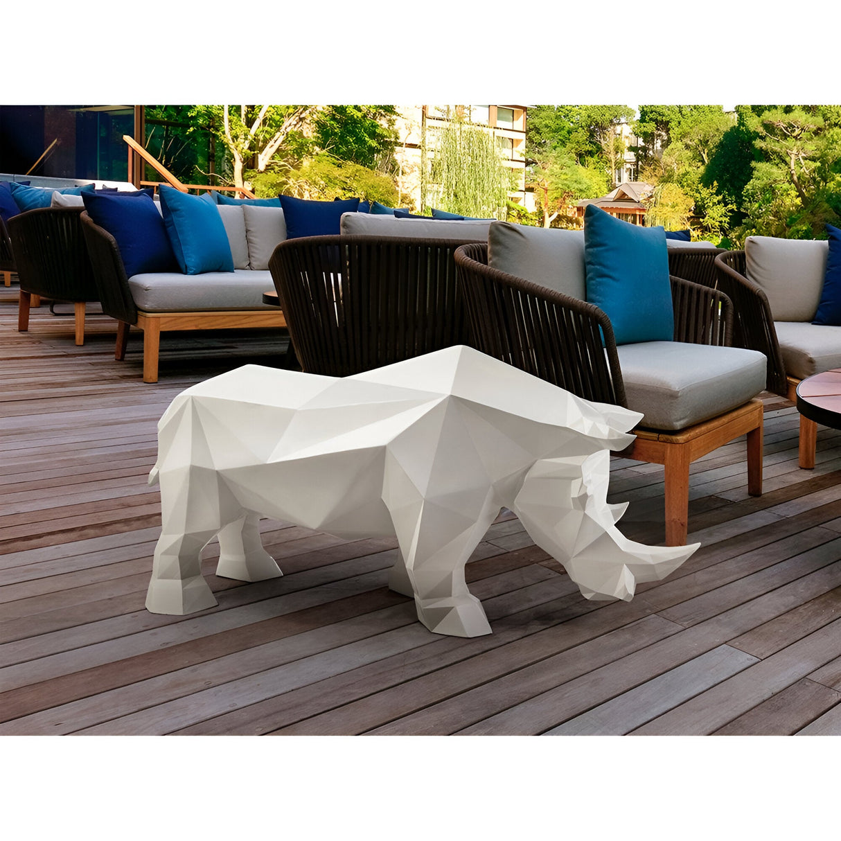 Future White Outdoor Rhinoceros Figurine - 47cm