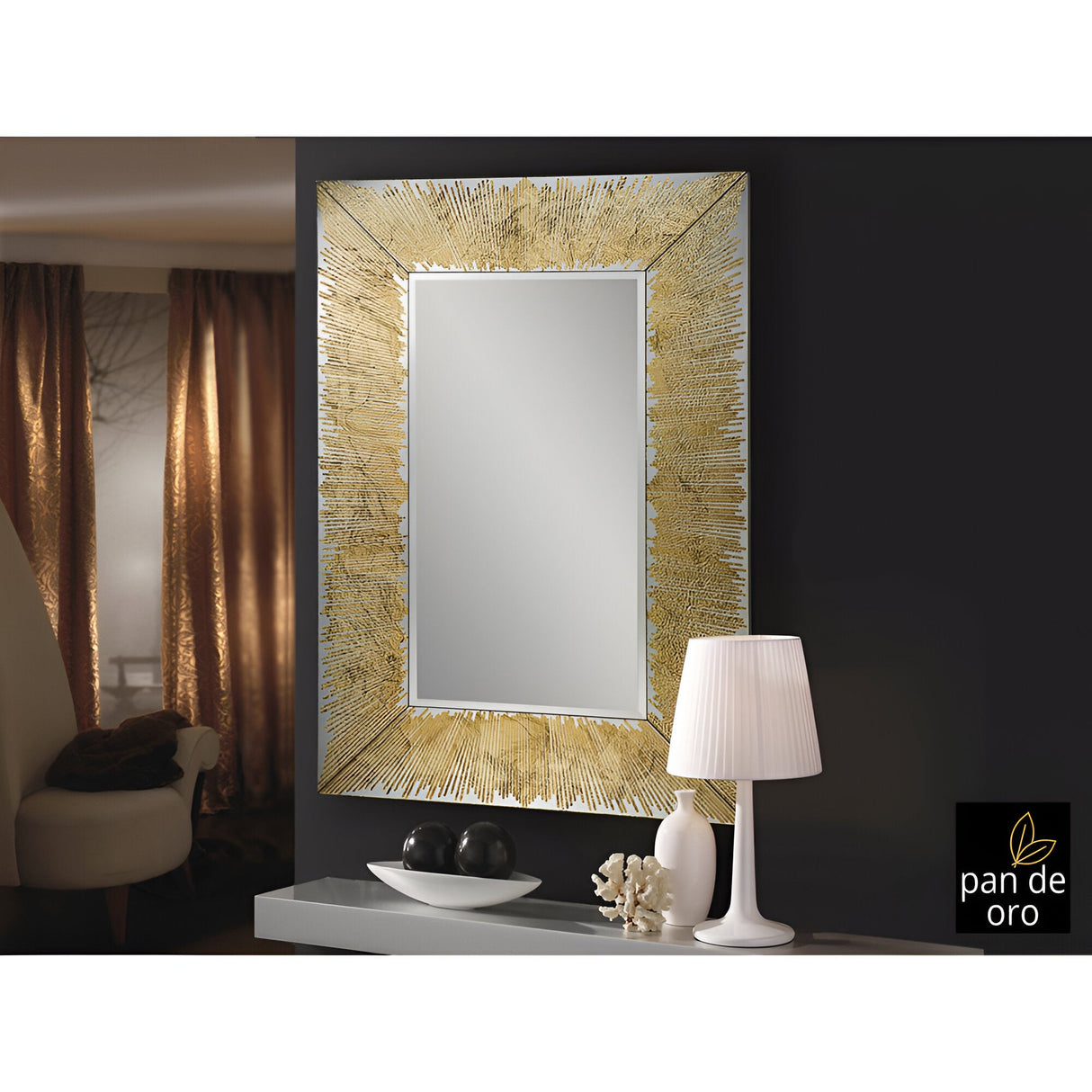 Aurora Rectangle Wall Mirror Gold - 120x80cm