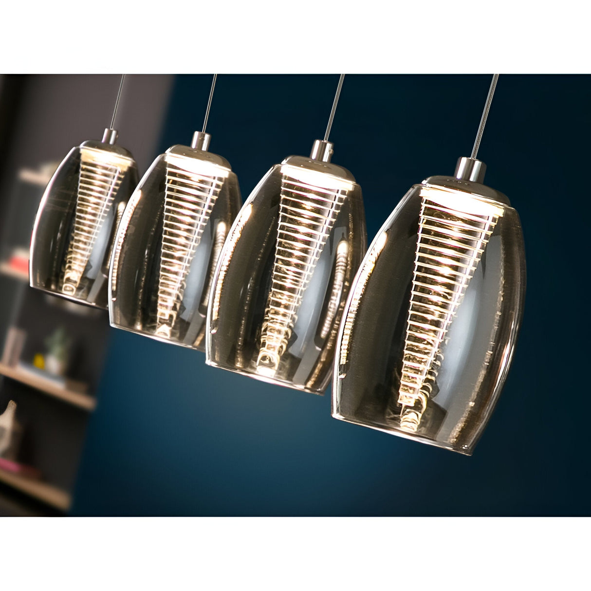 Nebula 4 Light LED Glass Bar Pendant 20W 3000K - Transparent