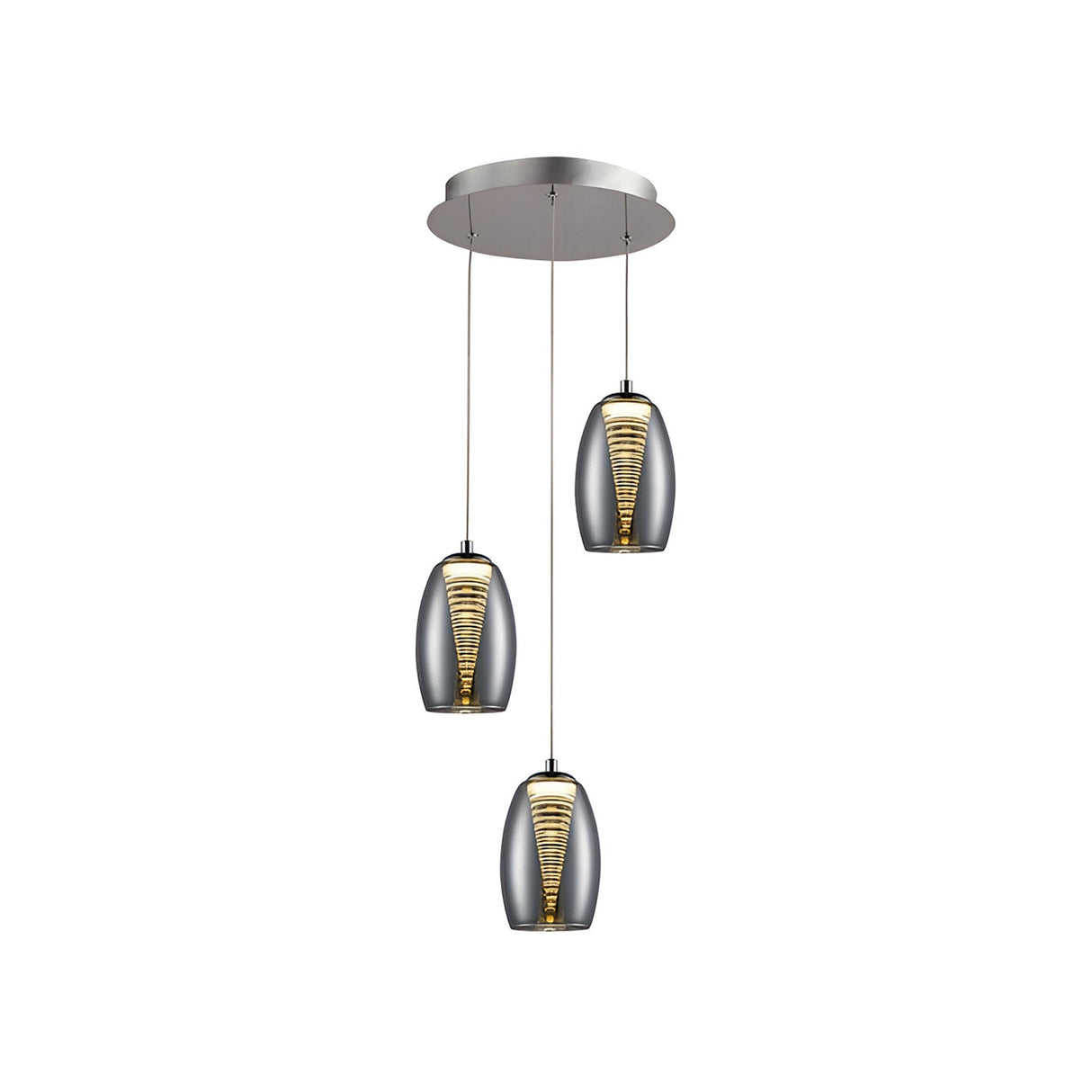 Nebula 3 Light LED Glass Cluster Pendant Light 25W 3000K - Transparent