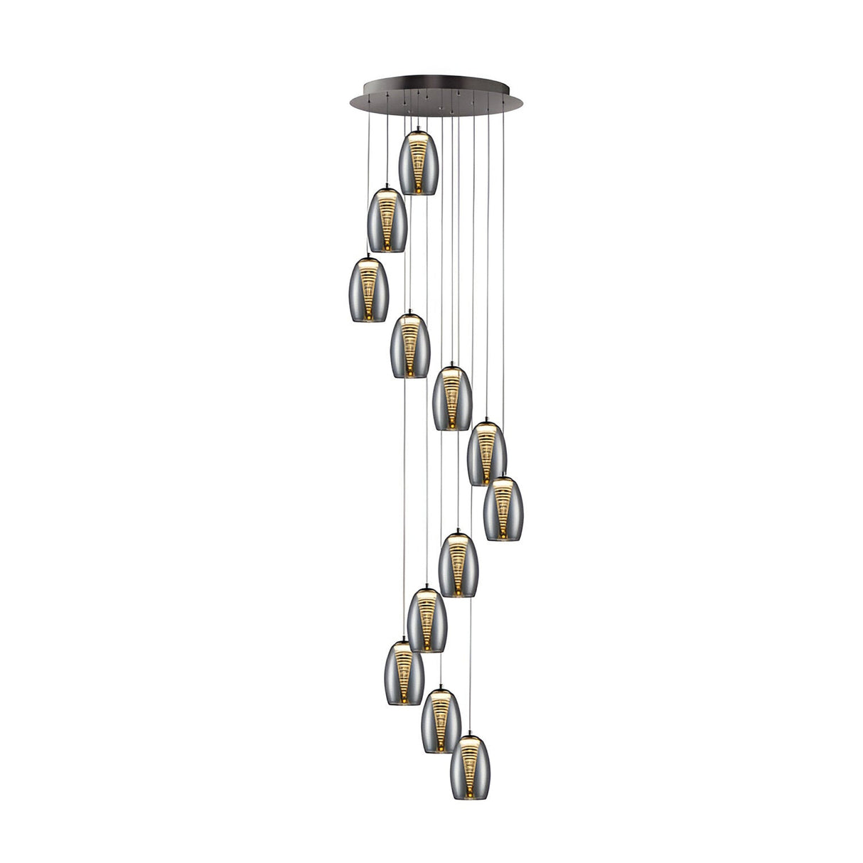 Nebula 12 Light LED Glass Cluster Pendant Light 60W 3000K - Chrome