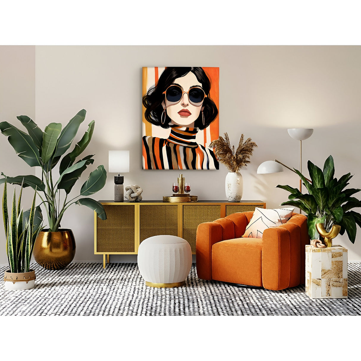 Orange Portrait Acrylic Painting – 90x120cm