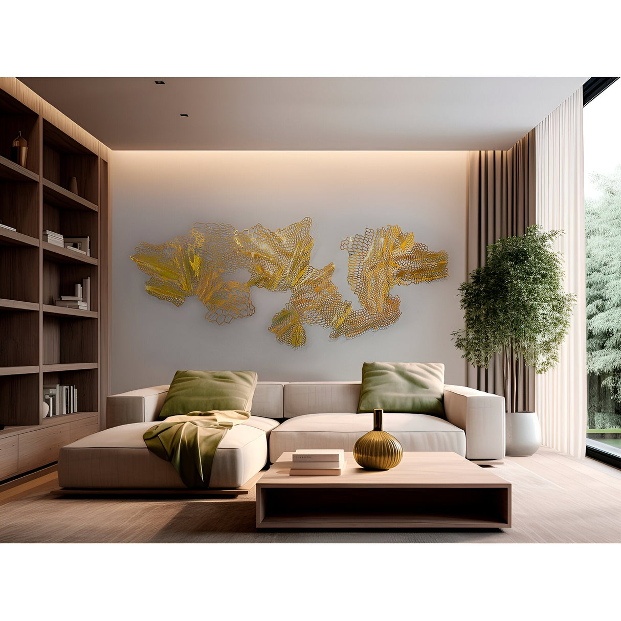 Drako Golden Stainless Steel Mesh Wall Art - 220x90cm