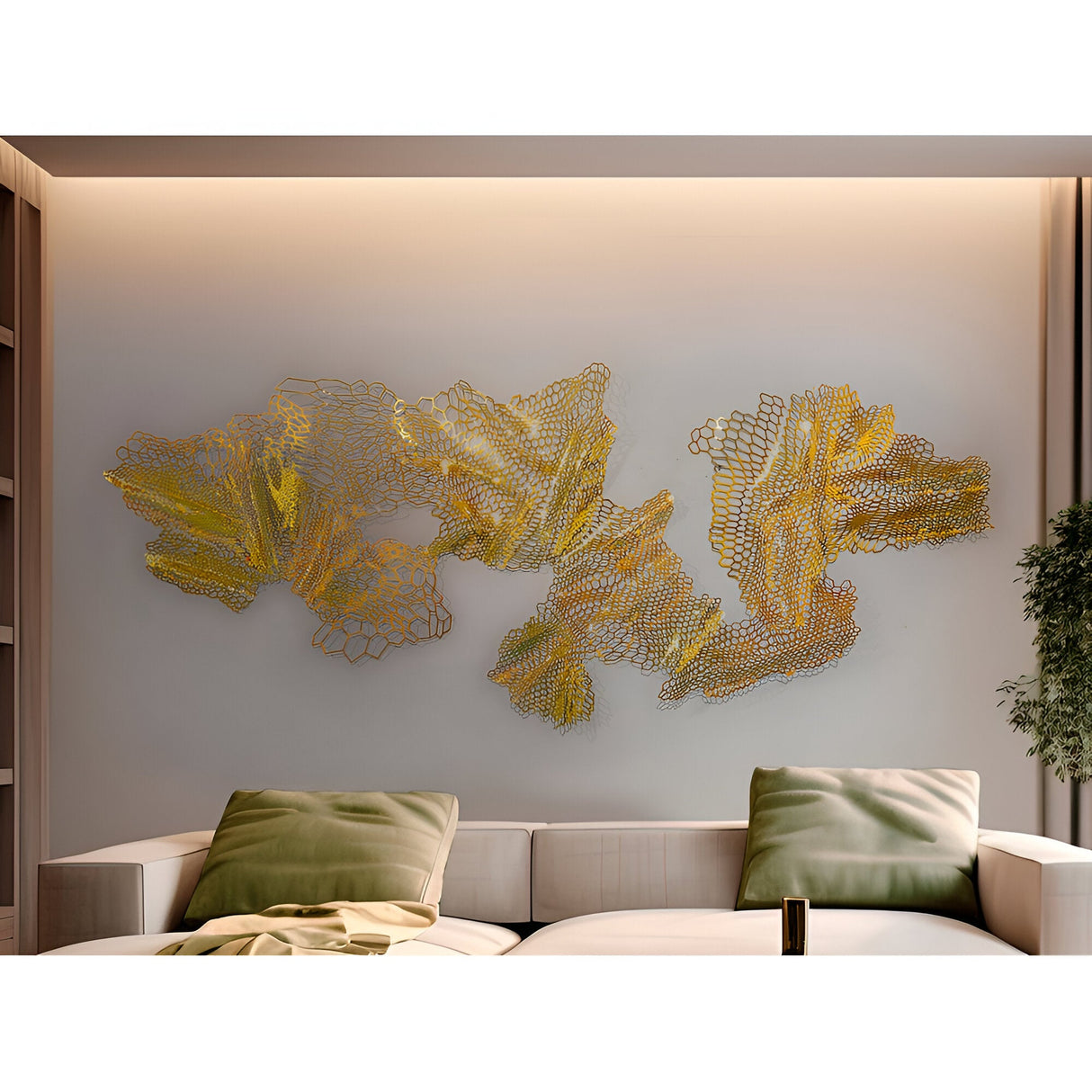 Drako Golden Stainless Steel Mesh Wall Art - 220x90cm