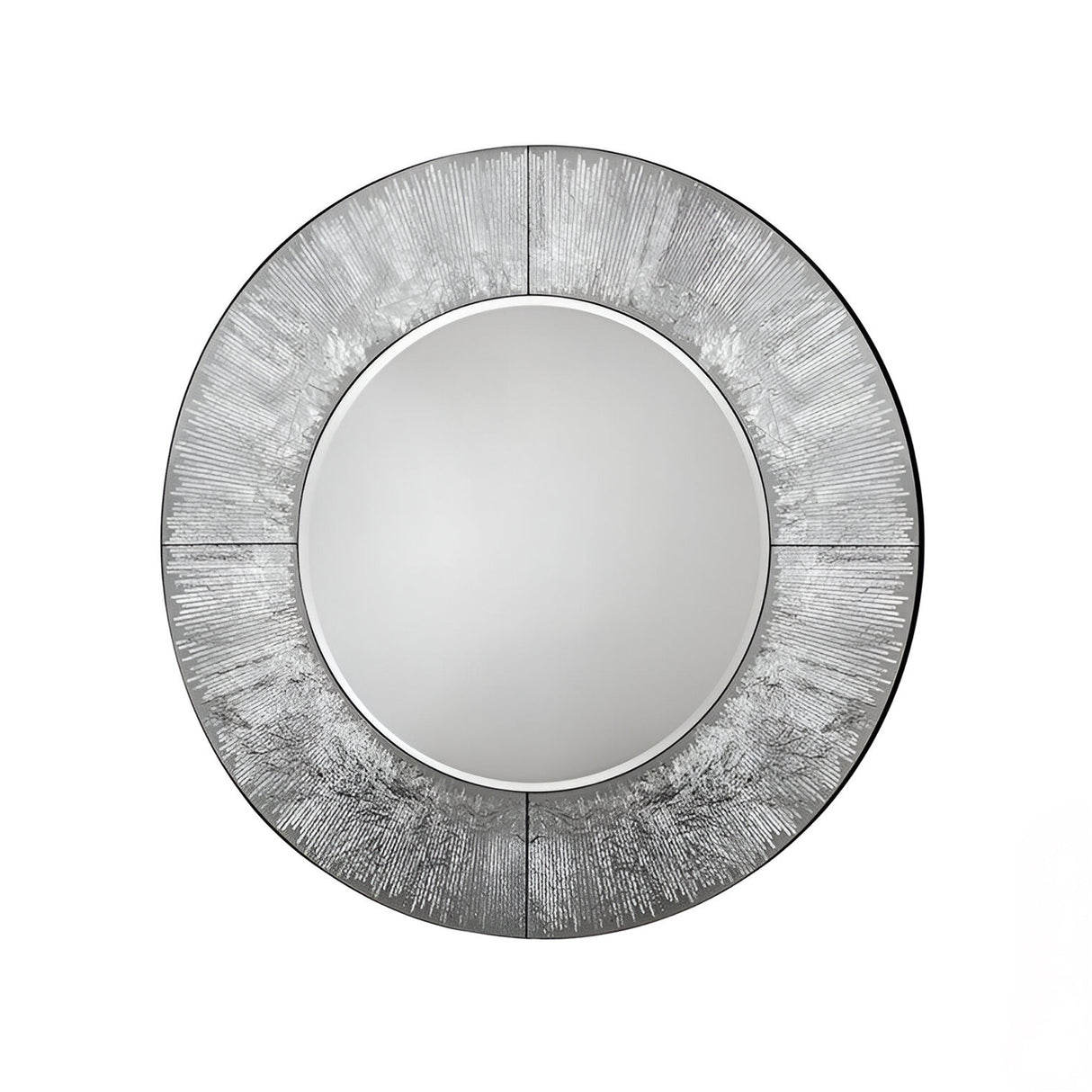 Aurora Carved Round Wall Mirror Silver - 100cm