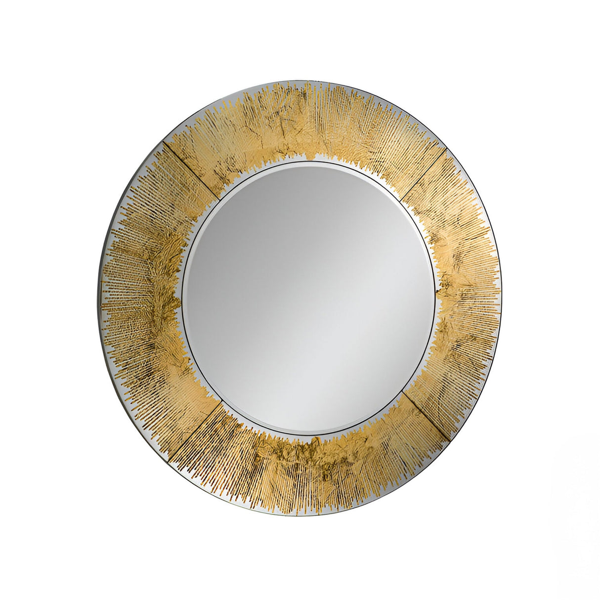 Aurora Carved Round Wall Mirror Gold - 100cm