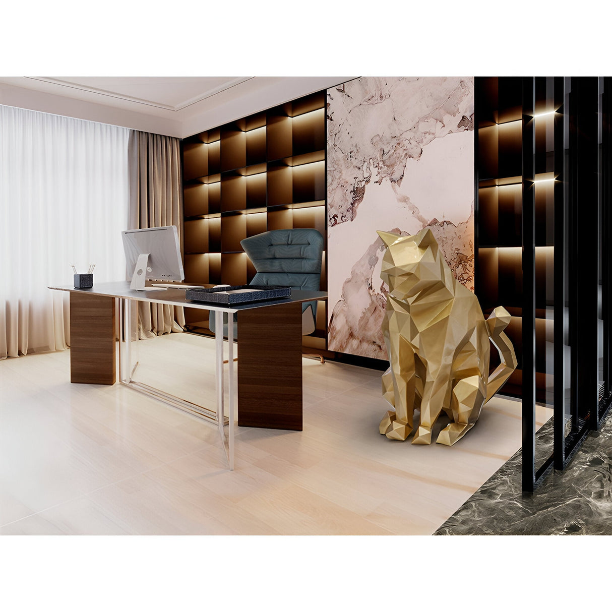 Future Gold Outdoor Cat Sculpture - 98cm