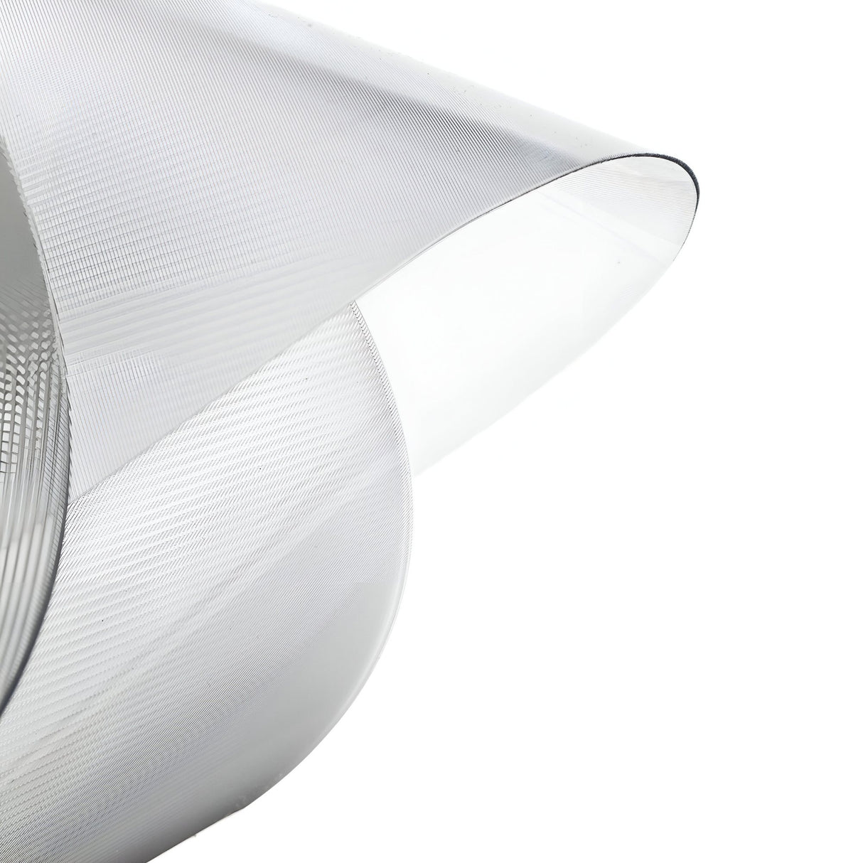 Close-up of the Niori Violla LED pendant light showing translucent white Opalflex petals curling into soft overlapping forms against a plain white background.