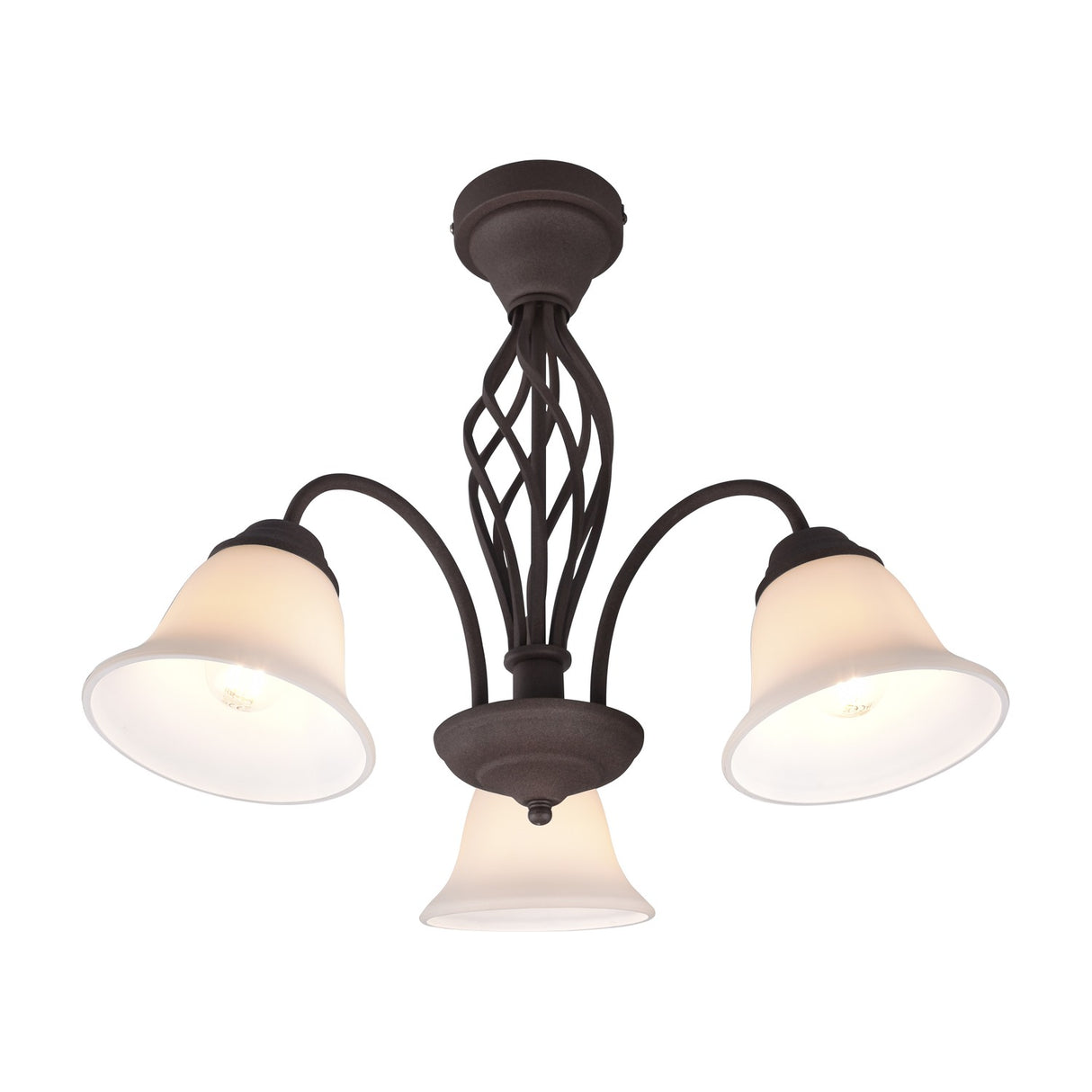 Rustica 3 Light Glass Ceiling Light – Rust