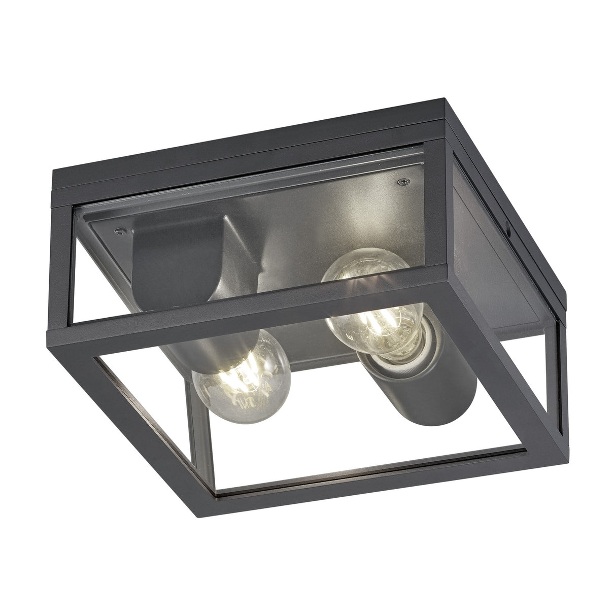Garonne 2 Light Glass Ceiling Light – Anthracite