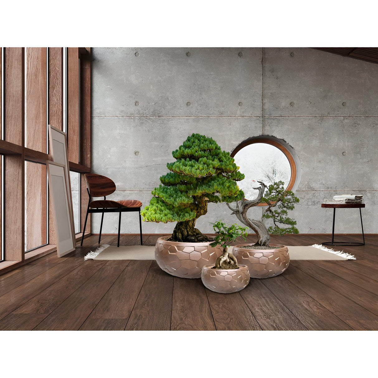 Canela Set 3 Fiberclay Planters - Bronze