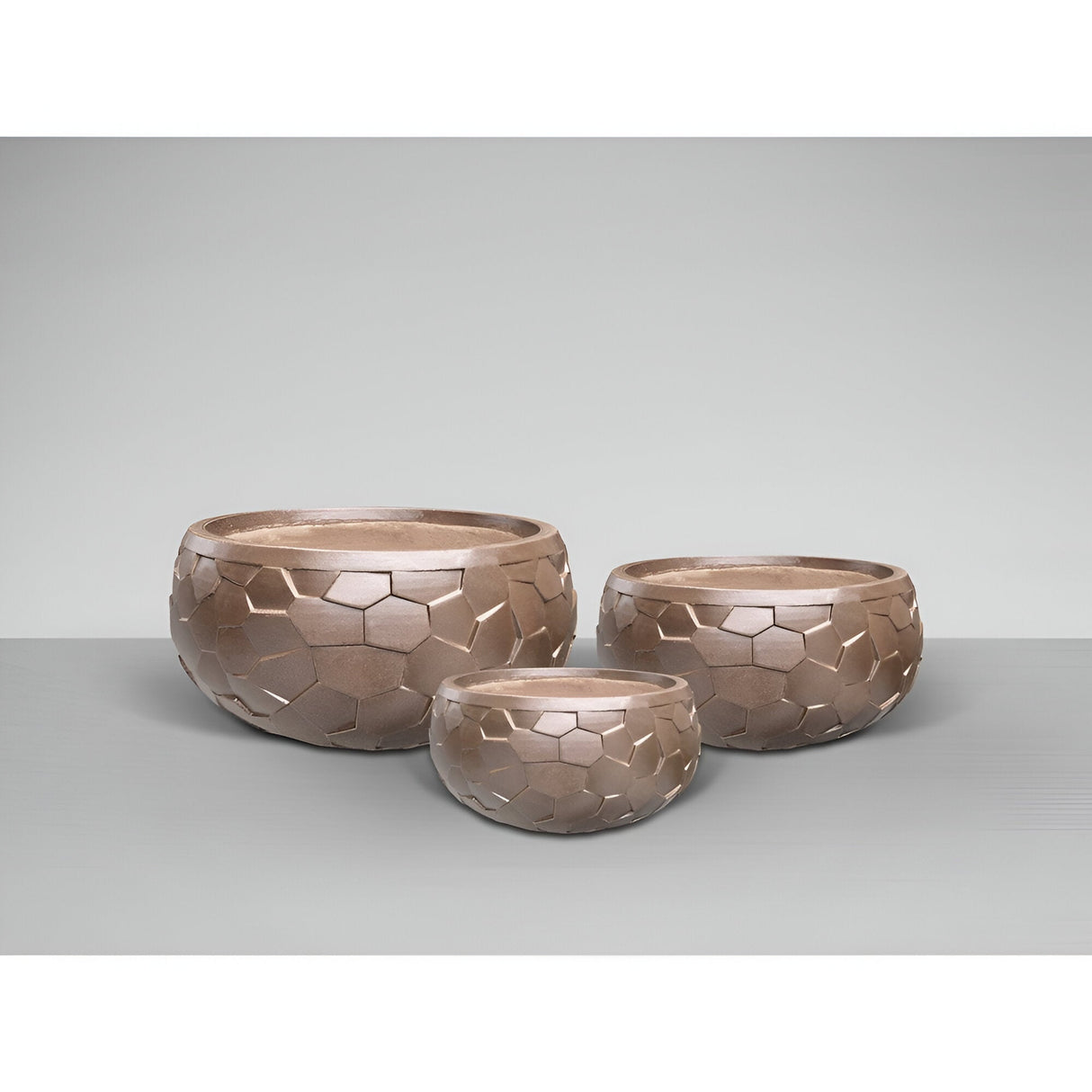 Canela Set 3 Fiberclay Planters - Bronze