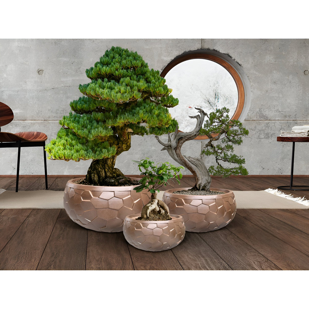 Canela Set 3 Fiberclay Planters - Bronze