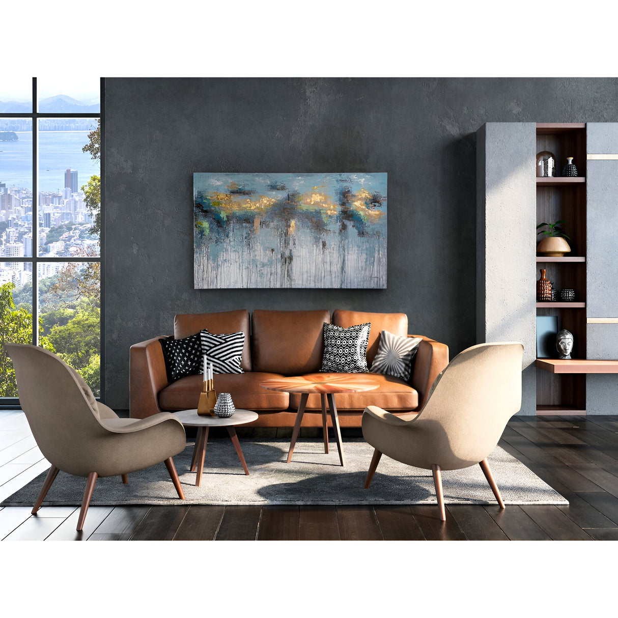 Aquas Brushed Coastal Mood Acrylic Painting – 90x150cm