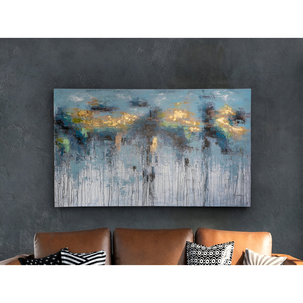 Aquas Brushed Coastal Mood Acrylic Painting – 90x150cm