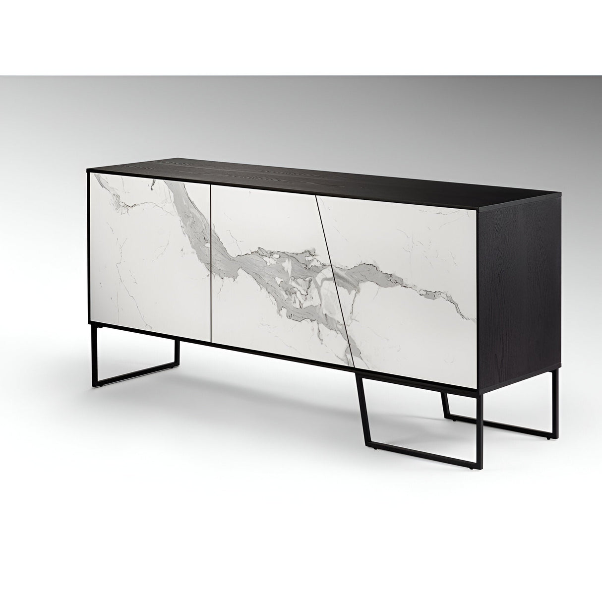 Kerala 3-Door Marble Sideboard - Grey/Black