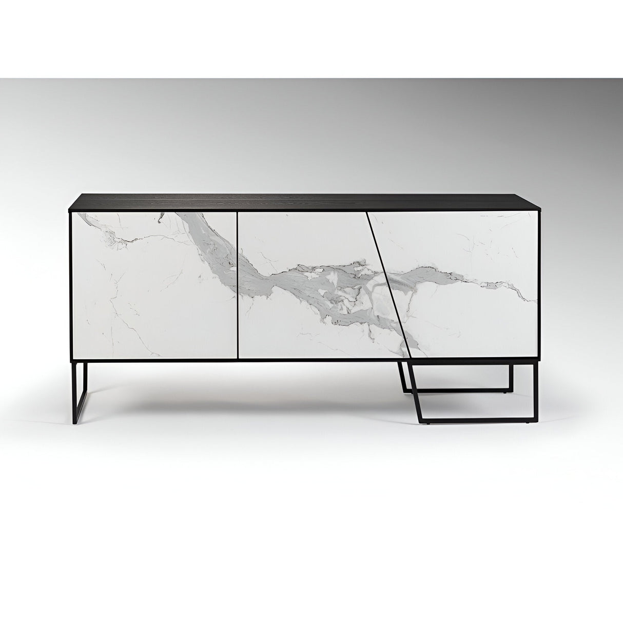 Kerala 3-Door Marble Sideboard - Grey/Black