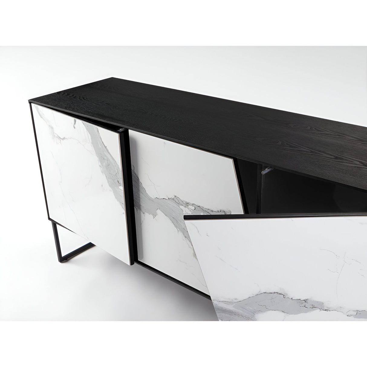 Kerala 3-Door Marble Sideboard - Grey/Black