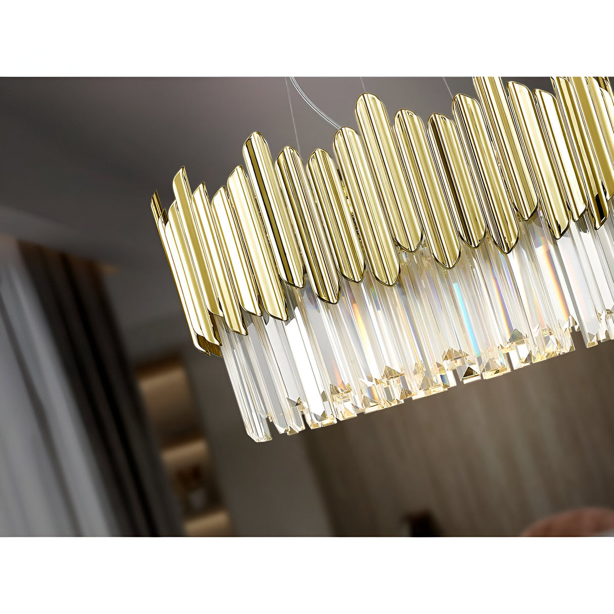 Tiara 6 Light Glass Chandelier - Gold