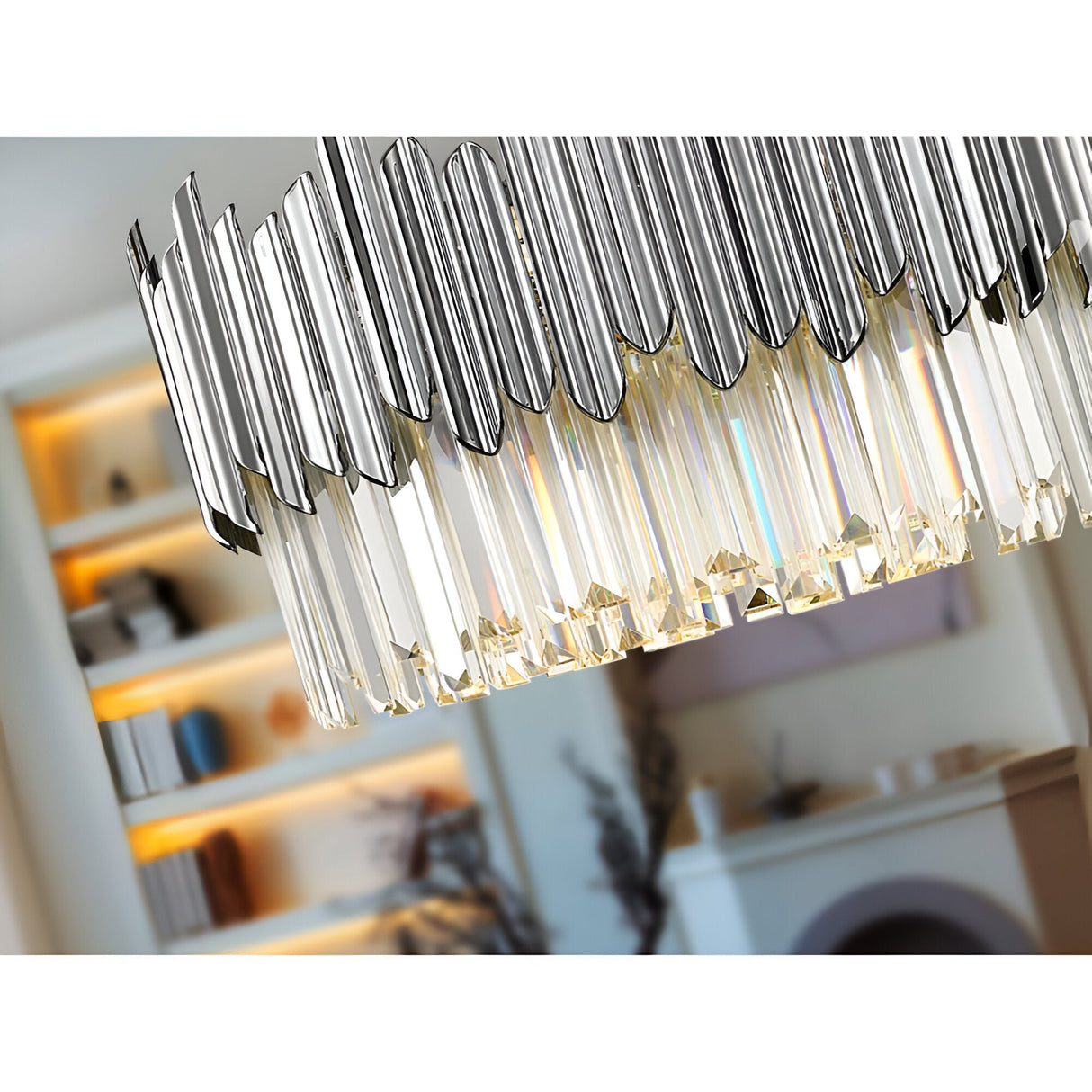 Tiara 6 Light Glass Chandelier - Chrome