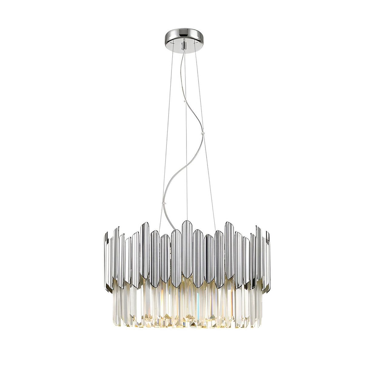 Tiara 6 Light Glass Chandelier - Chrome