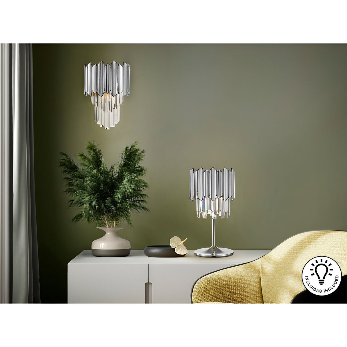 Tiar Glass Table Lamp - Chrome