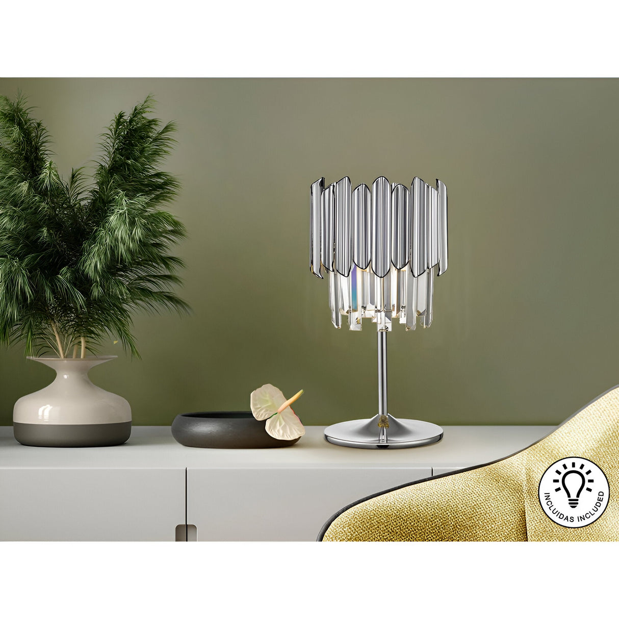 Tiar Glass Table Lamp - Chrome