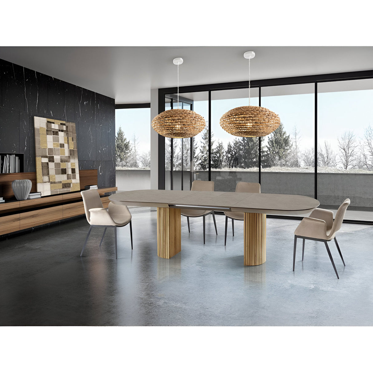 Irati 10–12 Seater Wood Extendable Dining Table – Wood & Stone