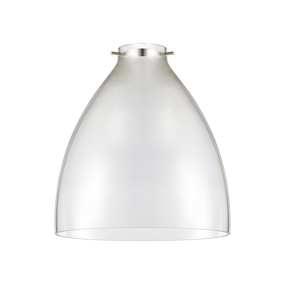Endon Brackmere clear glass pendant shade with polished chrome three-pin gimbal, dome shape, shown on a plain white background.
