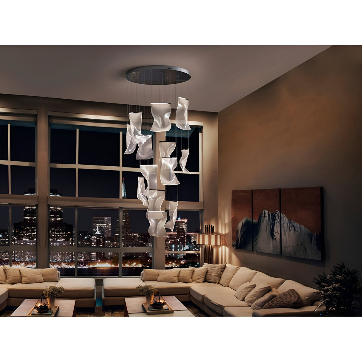 Velos 13 Dimmable LED Cluster Pendant Light - Chrome (With Remote Control)