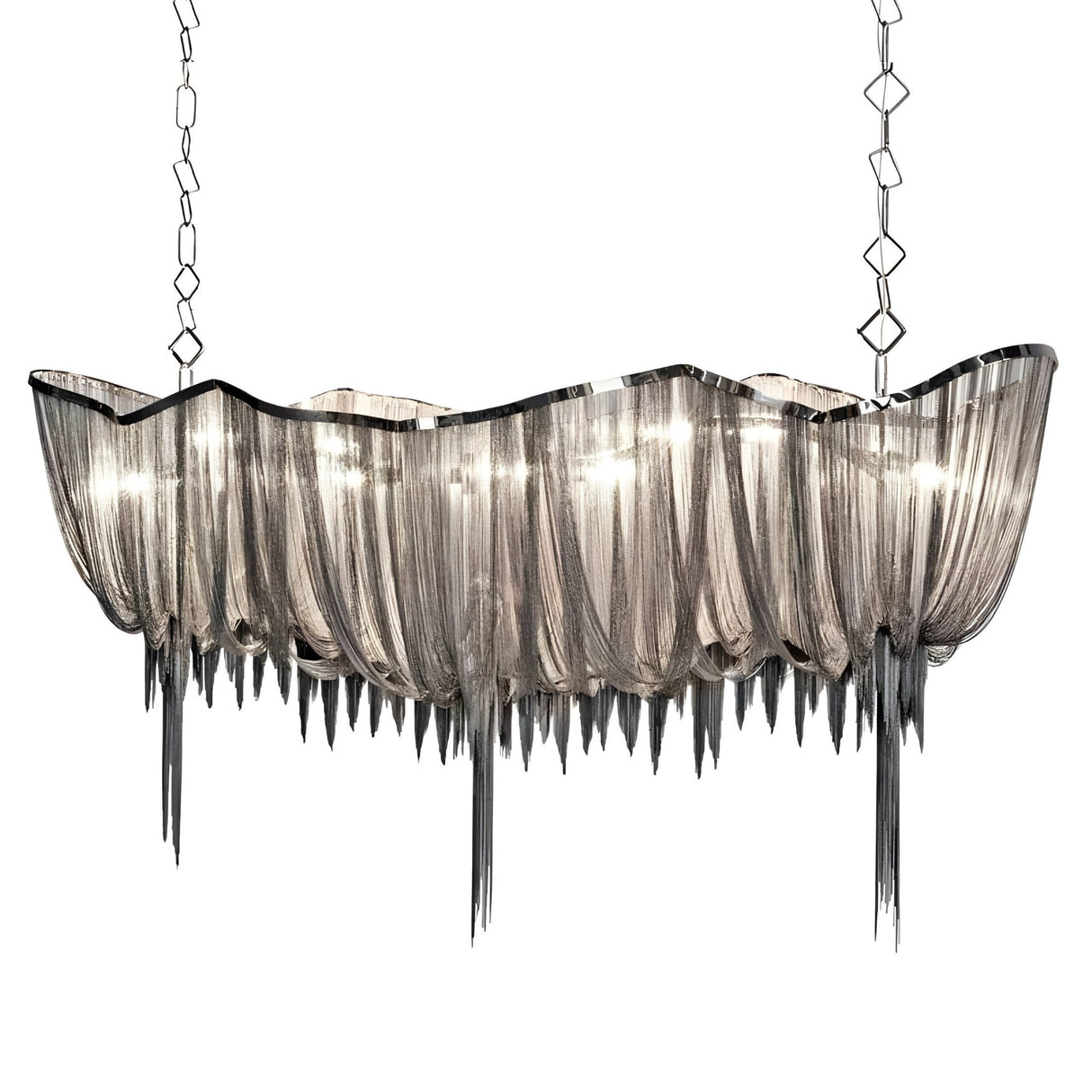 Mireya 8 Light Metal Chain Veil Suspension Light - Nickel