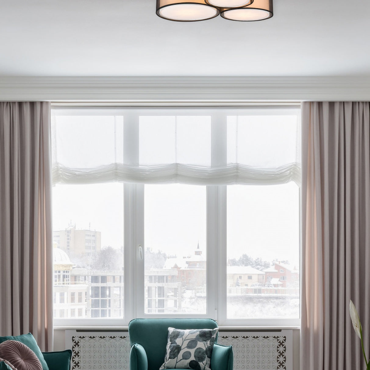 Burton 3 Light Round Ceiling Light – Matt Black