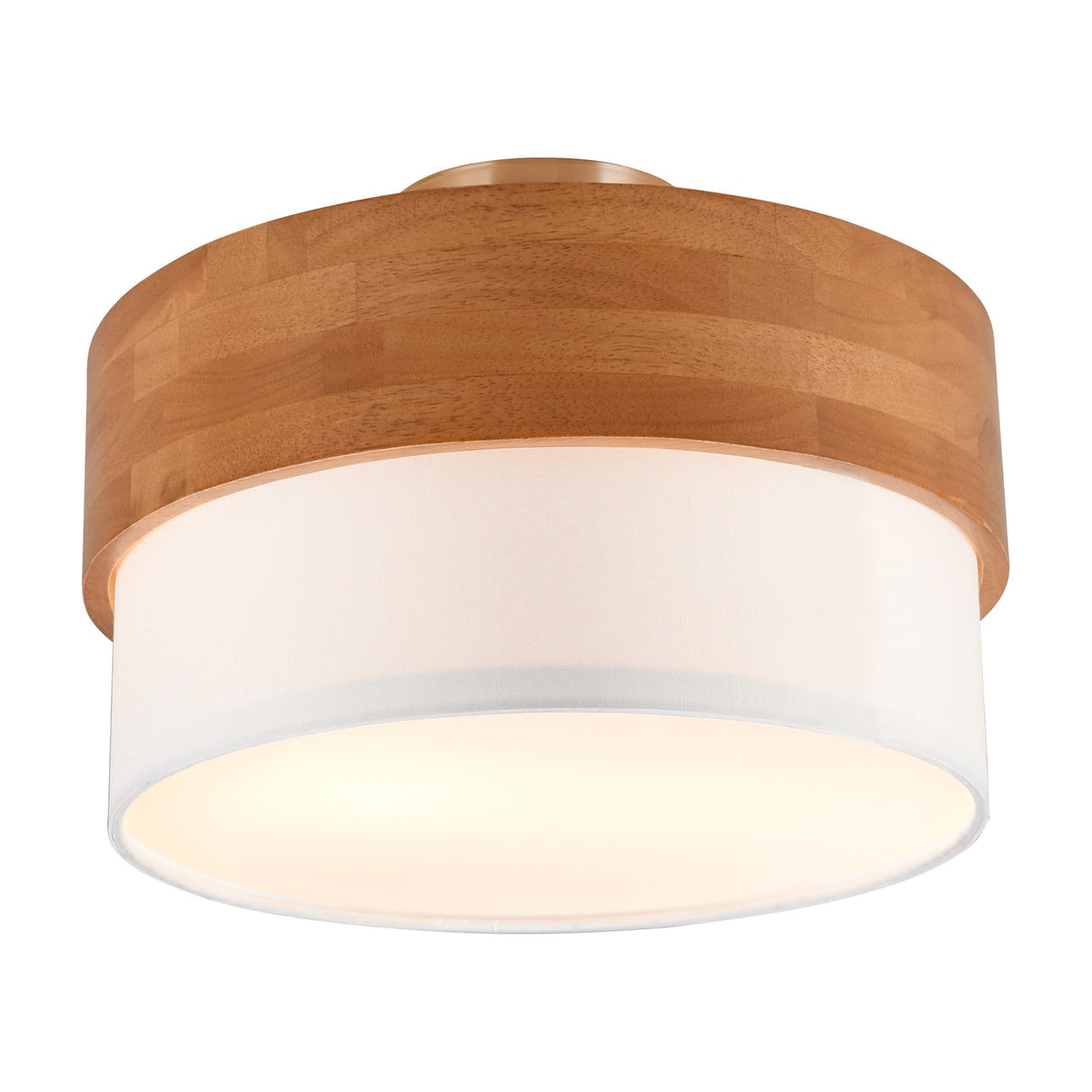 Seasons 2 Light Round White Ceiling Light – Satin Nickel