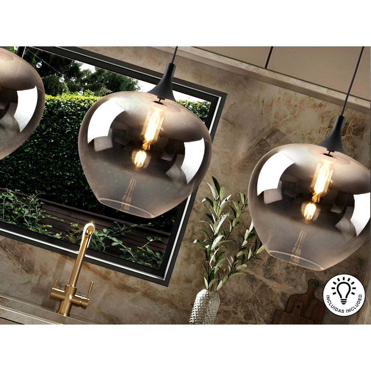 Opaz Large 1 Light Pendant - Smoked Black