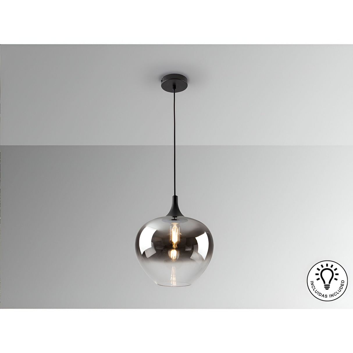Opaz Large 1 Light Pendant - Smoked Black