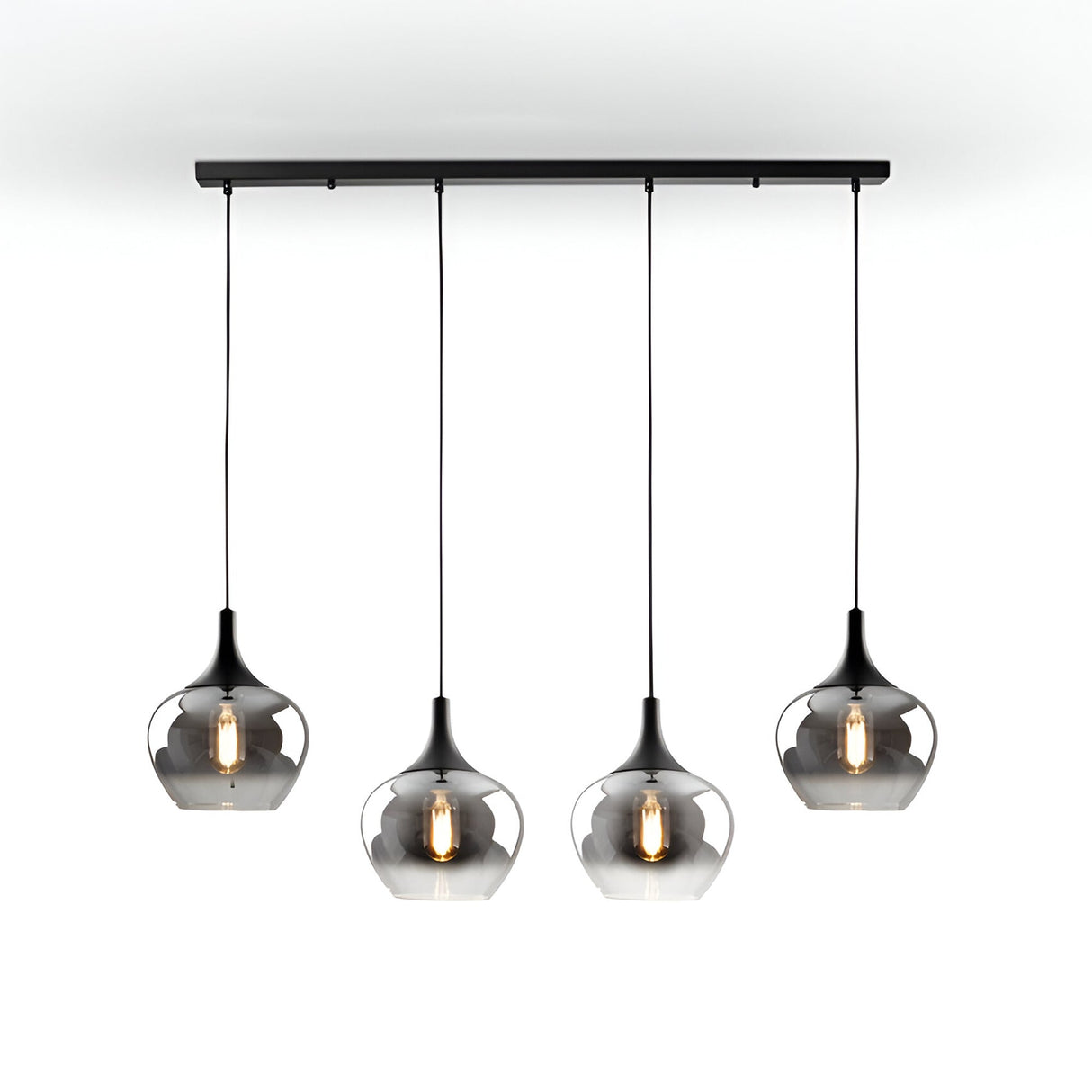 Opaz 4 Light Glass Bar Pendant - Smoked Black