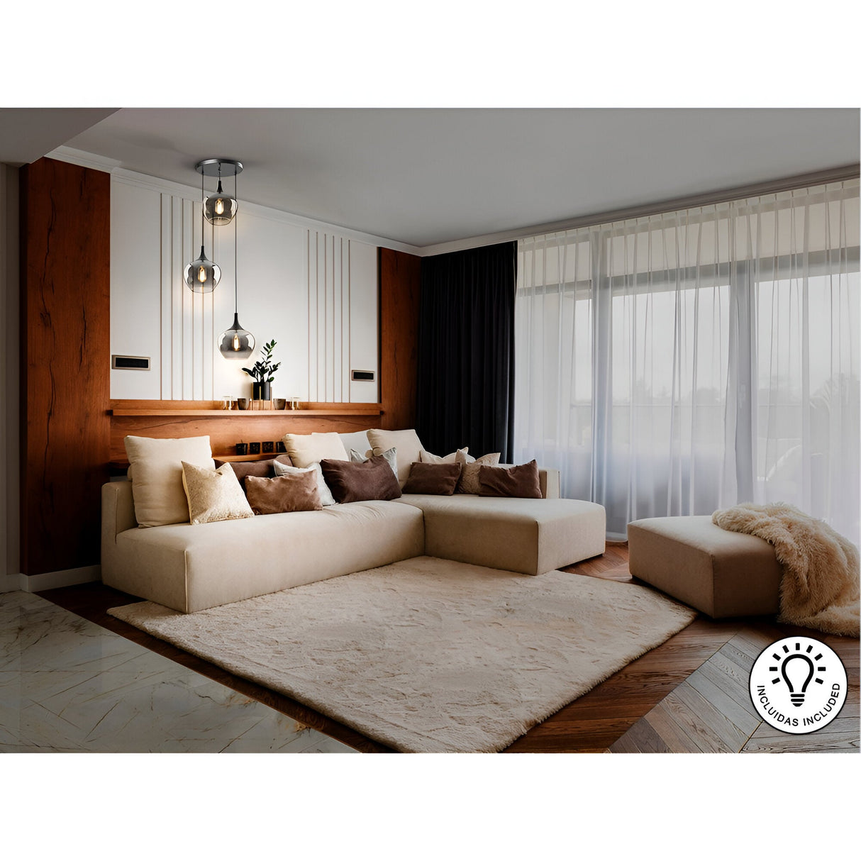 Opaz 3 Light Cluster Pendant Light - Smoked Black