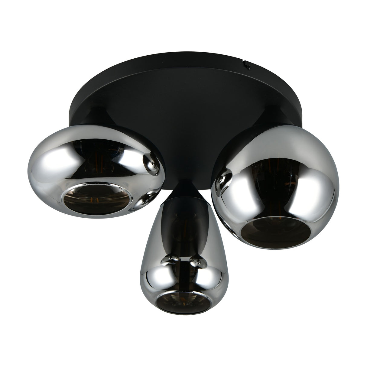 Lumina 3 Light Glass Ceiling Light – Matt Black