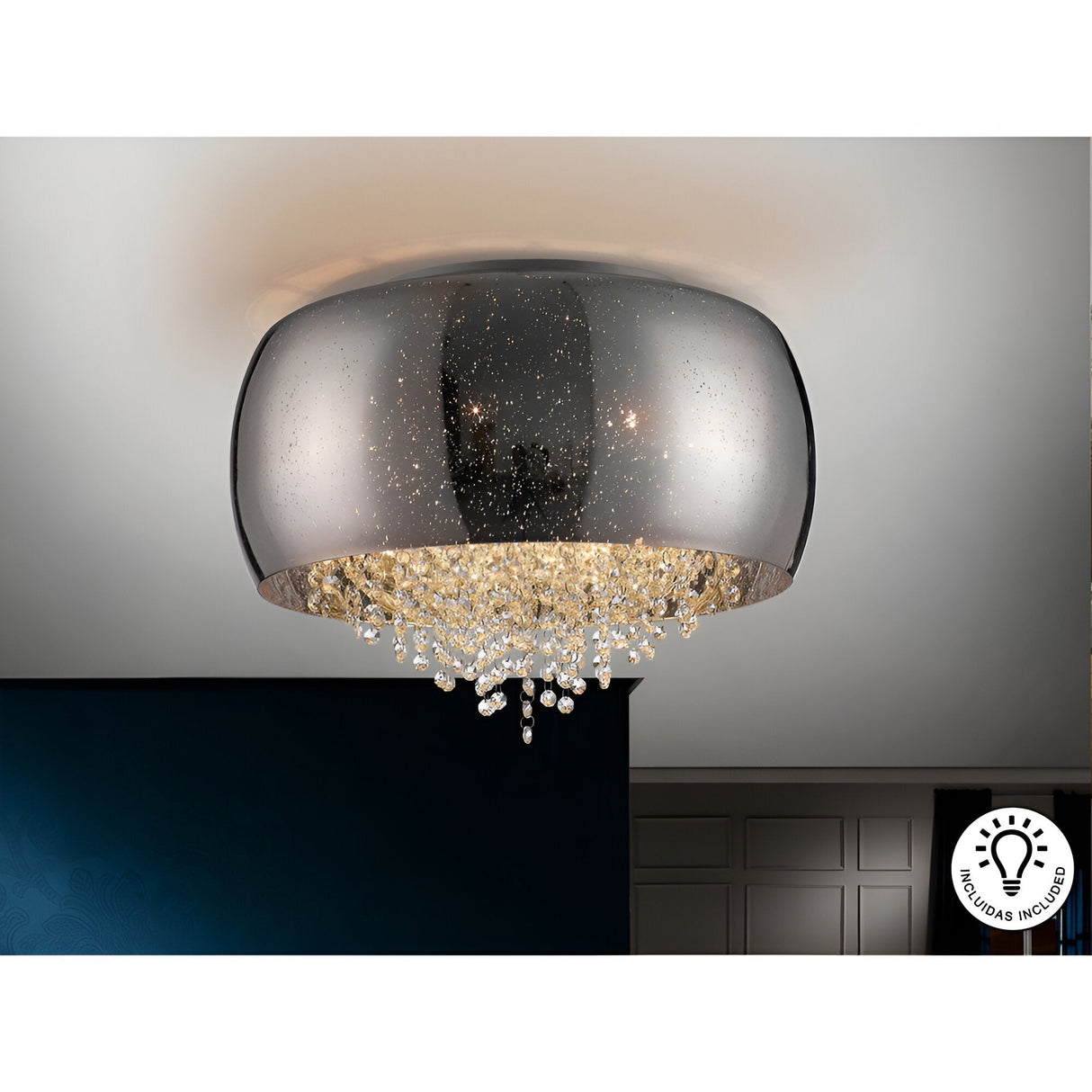 Caelum 6 Light Glass Flush - Chrome