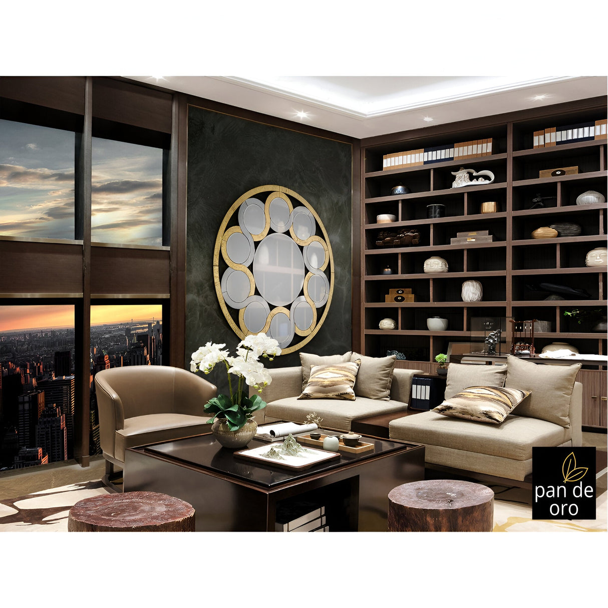 Zendaya Ringed Circle Wall Mirror Gold - 120cm