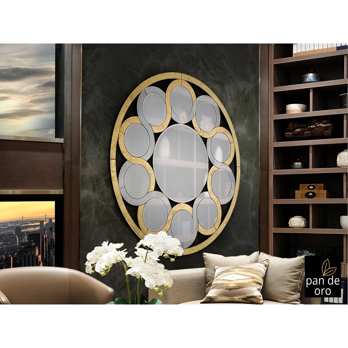 Zendaya Ringed Circle Wall Mirror Gold - 120cm