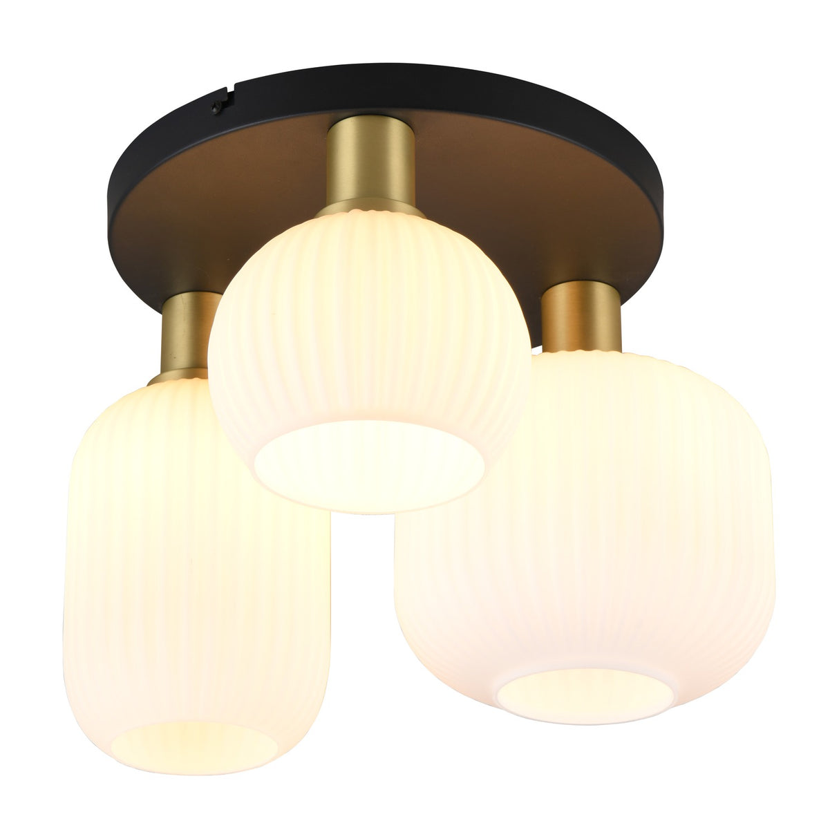 Diva 3 Light Glass Ceiling Light – Satin Brass