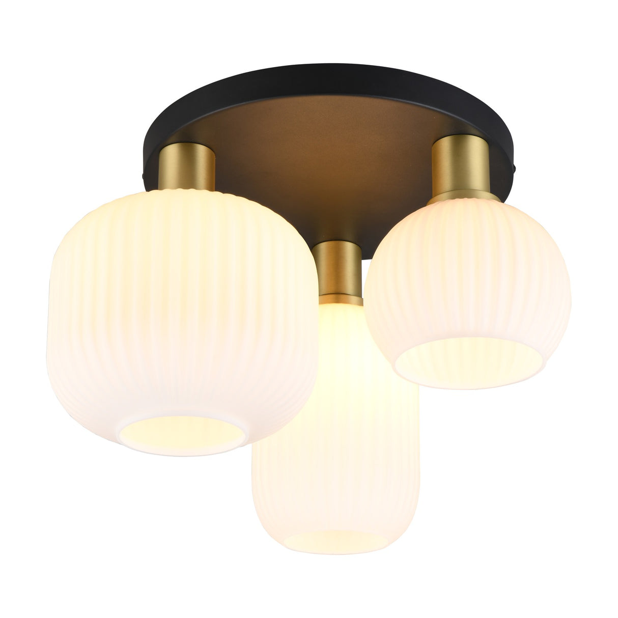 Diva 3 Light Glass Ceiling Light – Satin Brass