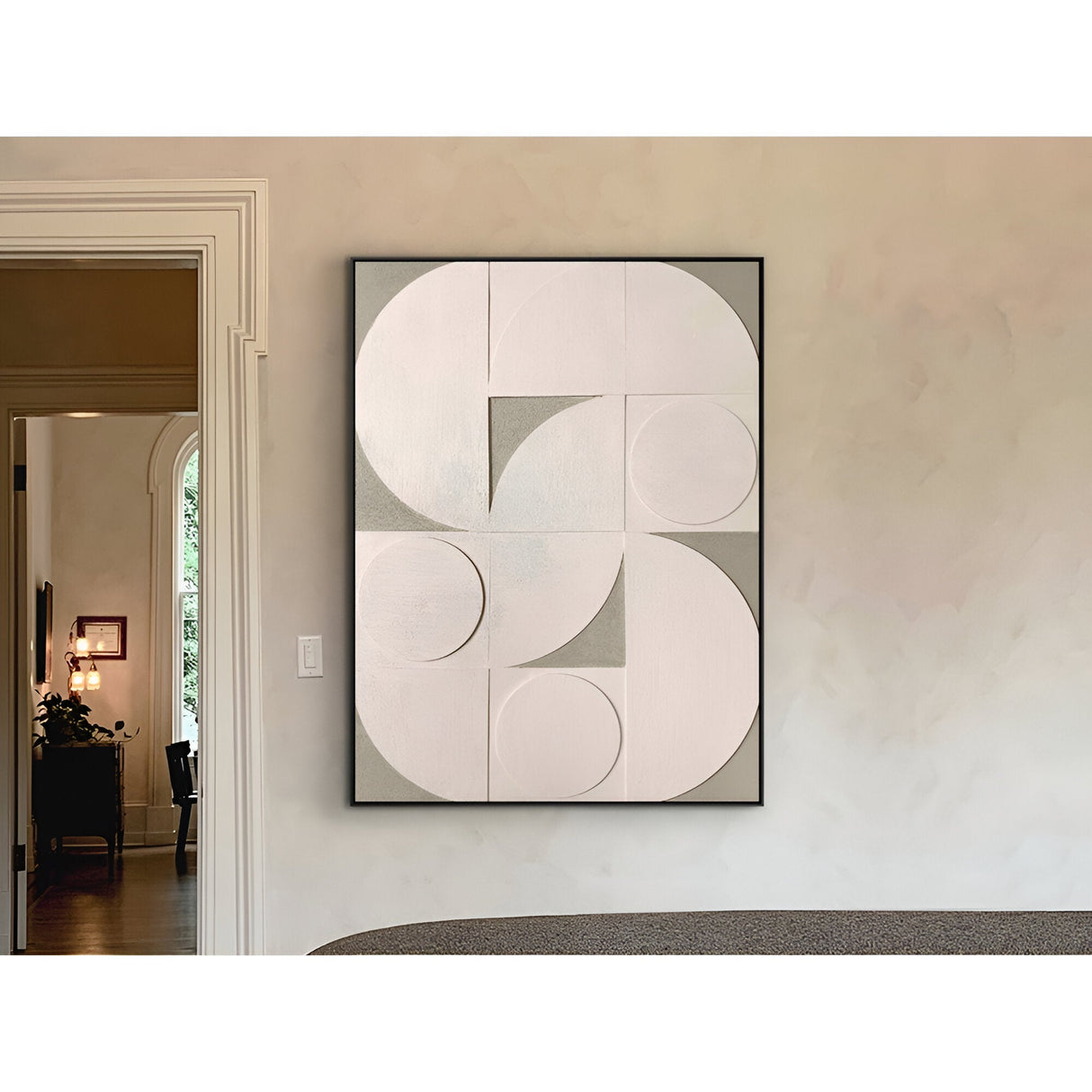 Geomia Textured Geometric Form Bas-Relief Acrylic Painting – 90x120cm