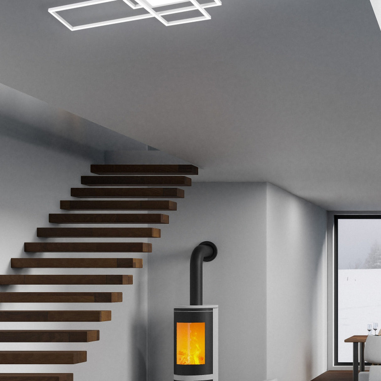 Irvine 3 Light LED Square Ceiling Light – Matt White