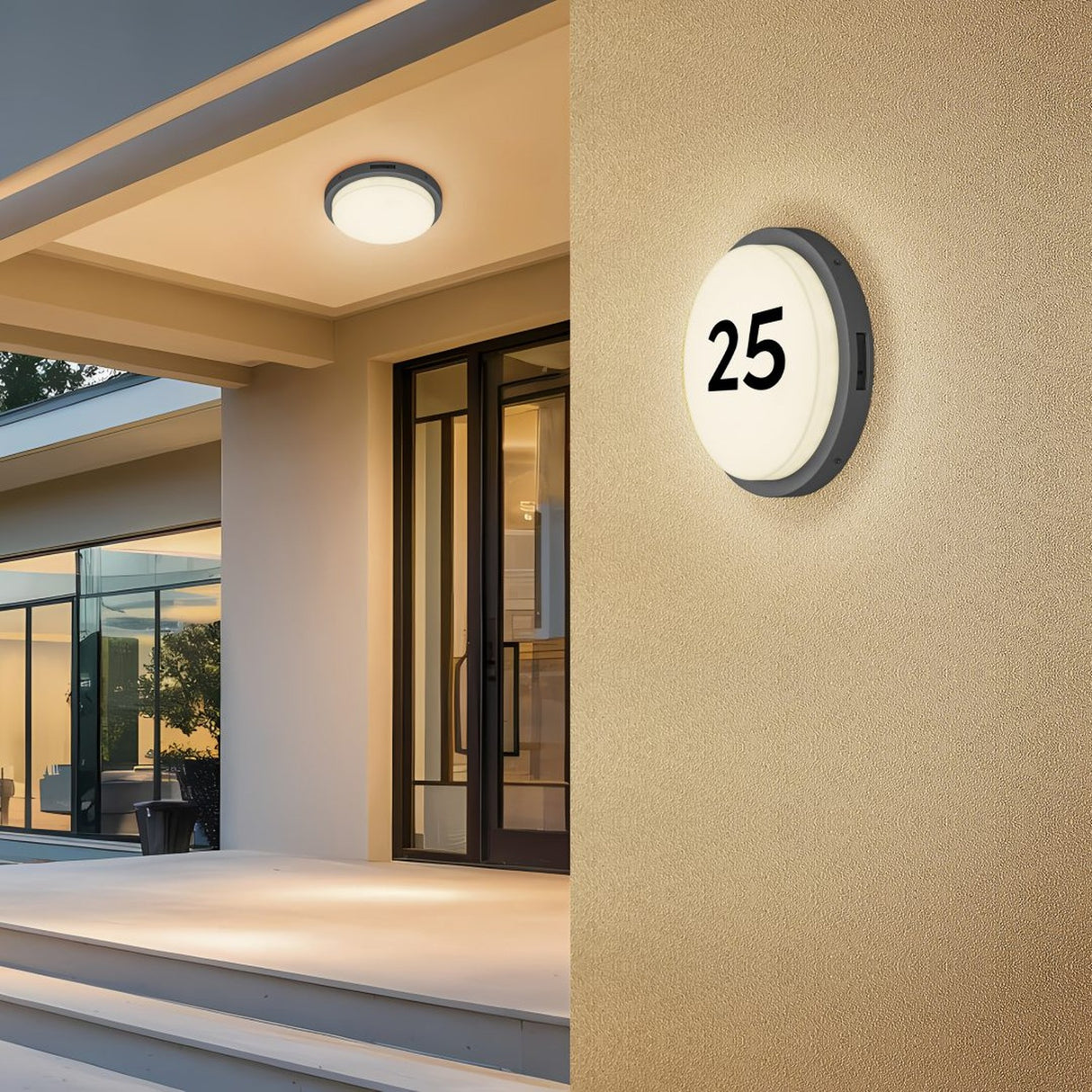 Bermejo LED Glass PIR Ceiling Light – Anthracite