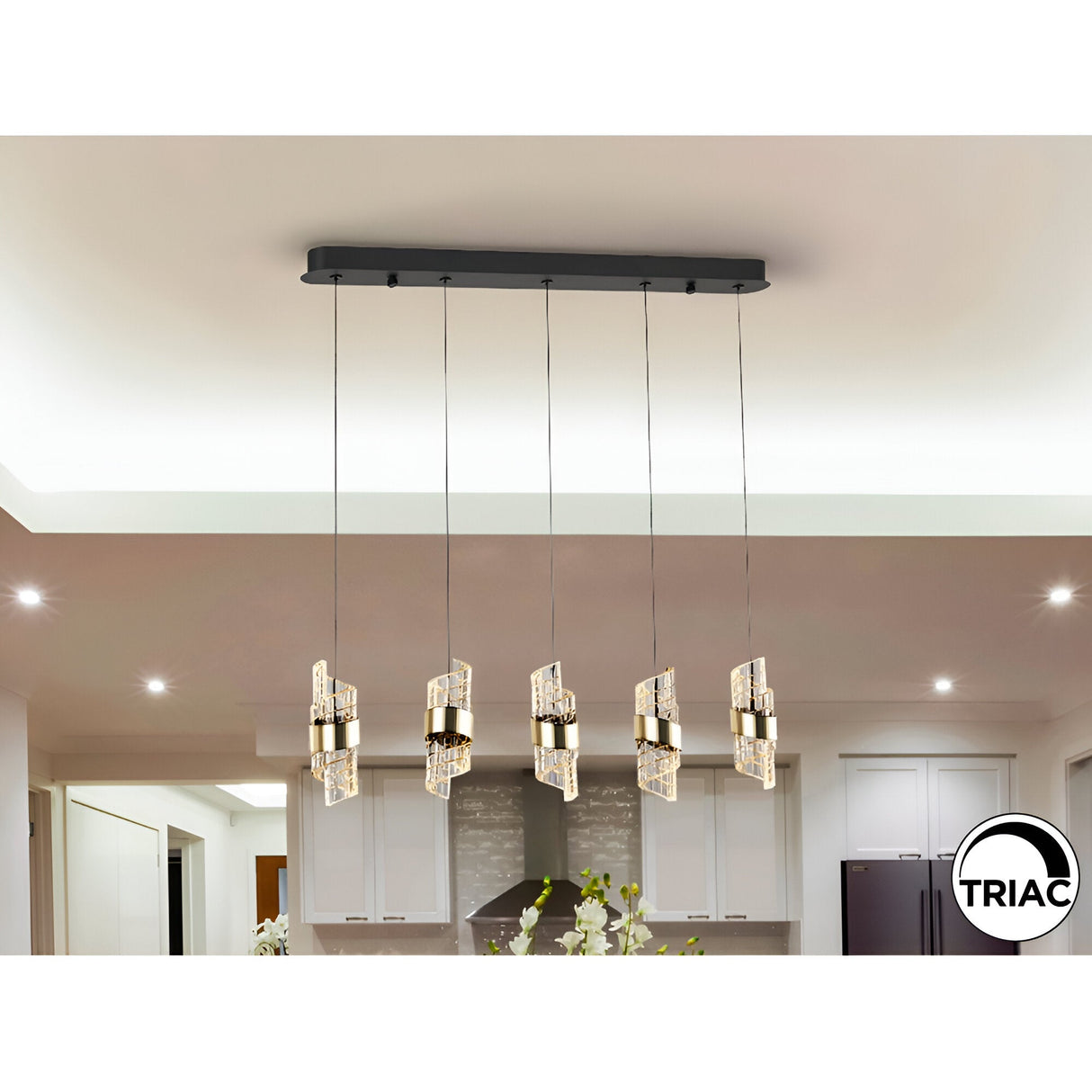 Iliada 5 Light Dimmable LED Bar Pendant 35W 3000K - Gold