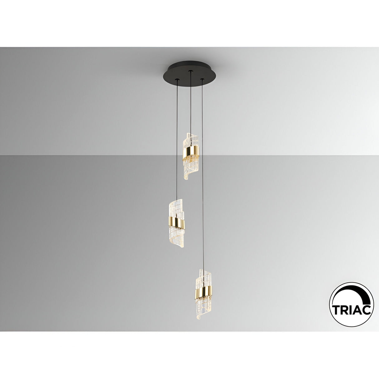 Iliada 3 Light Dimmable LED Cluster Pendant Light 21W 3000K - Gold/Transparent