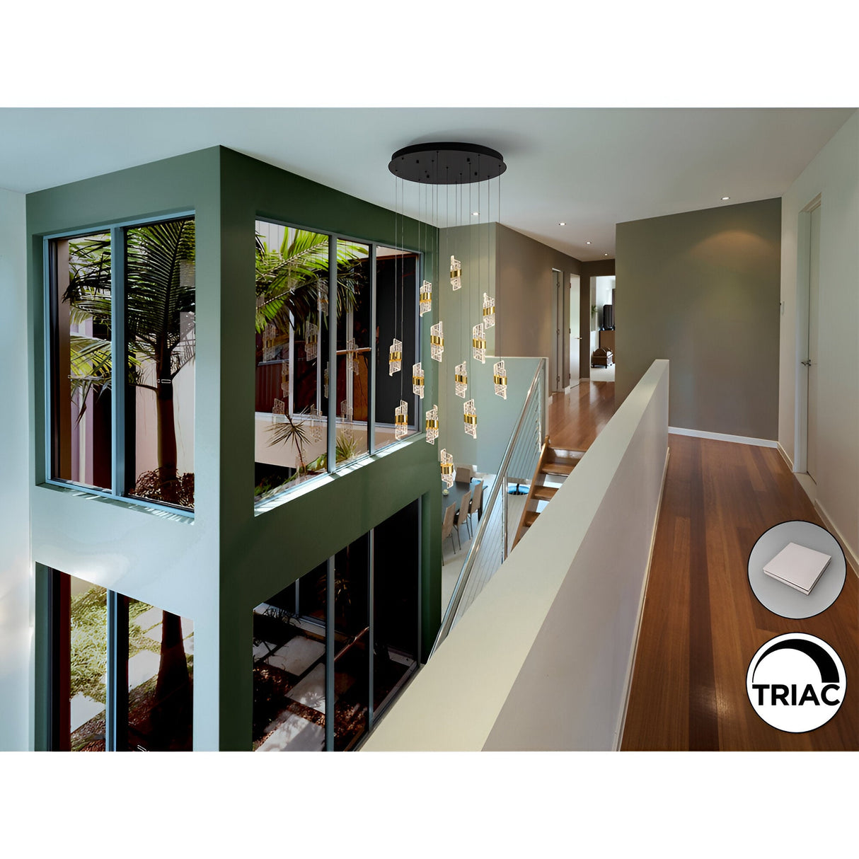 Iliada 13 Light Dimmable LED Cluster Pendant Light - Gold/Transparent (With Remote Control)