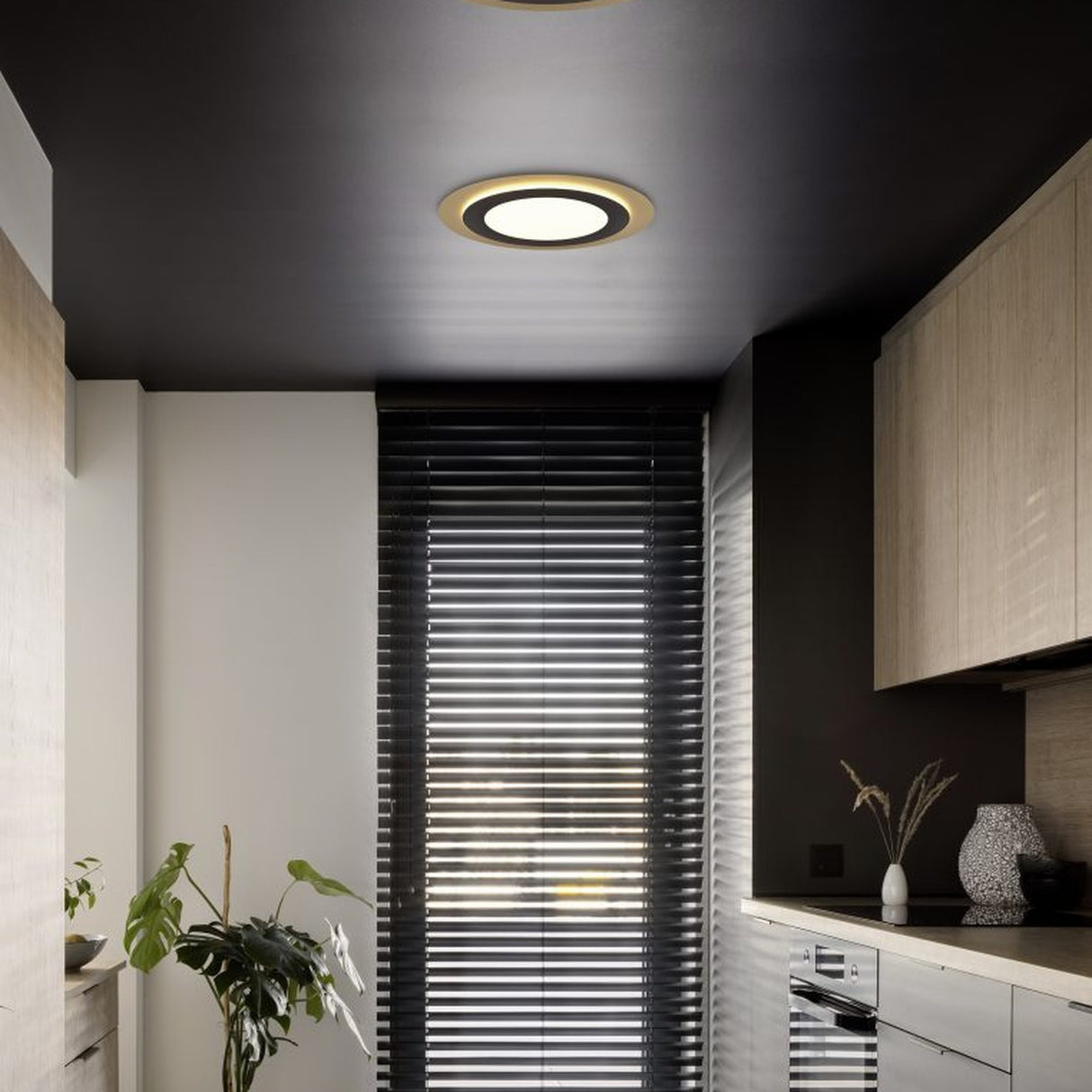Morgan LED Remote Control Ceiling Light – Black & Gold